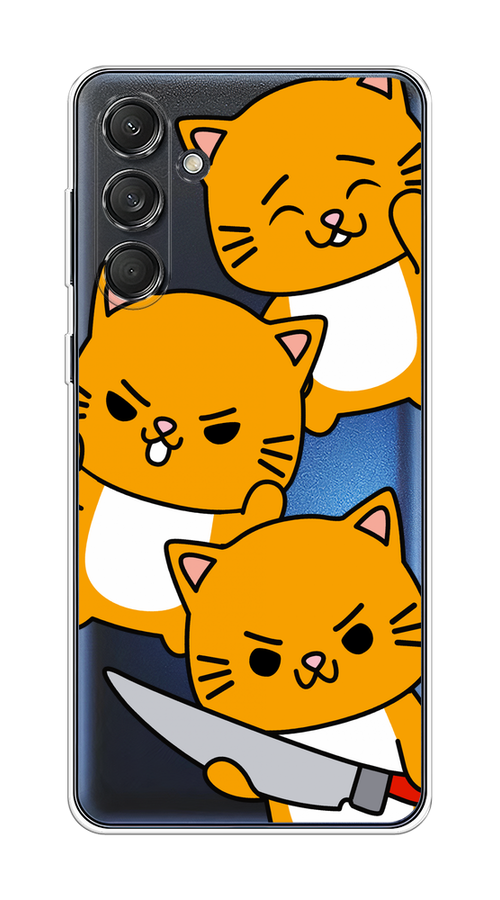 

Чехол на Samsung Galaxy M55 "Опасные котики", Оранжевый;серый;белый, 2109650-1