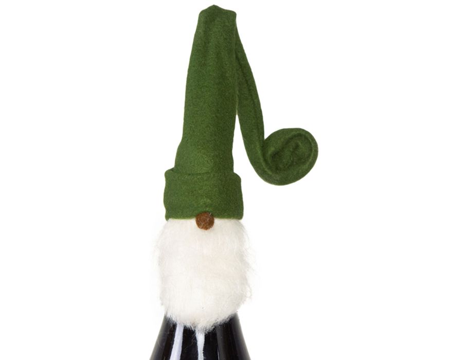 Новогоднее украшение для бутылки ПРАЗДНИЧНЫЙ ГНОМ, зеленый, текстиль, 48 см, Swerox