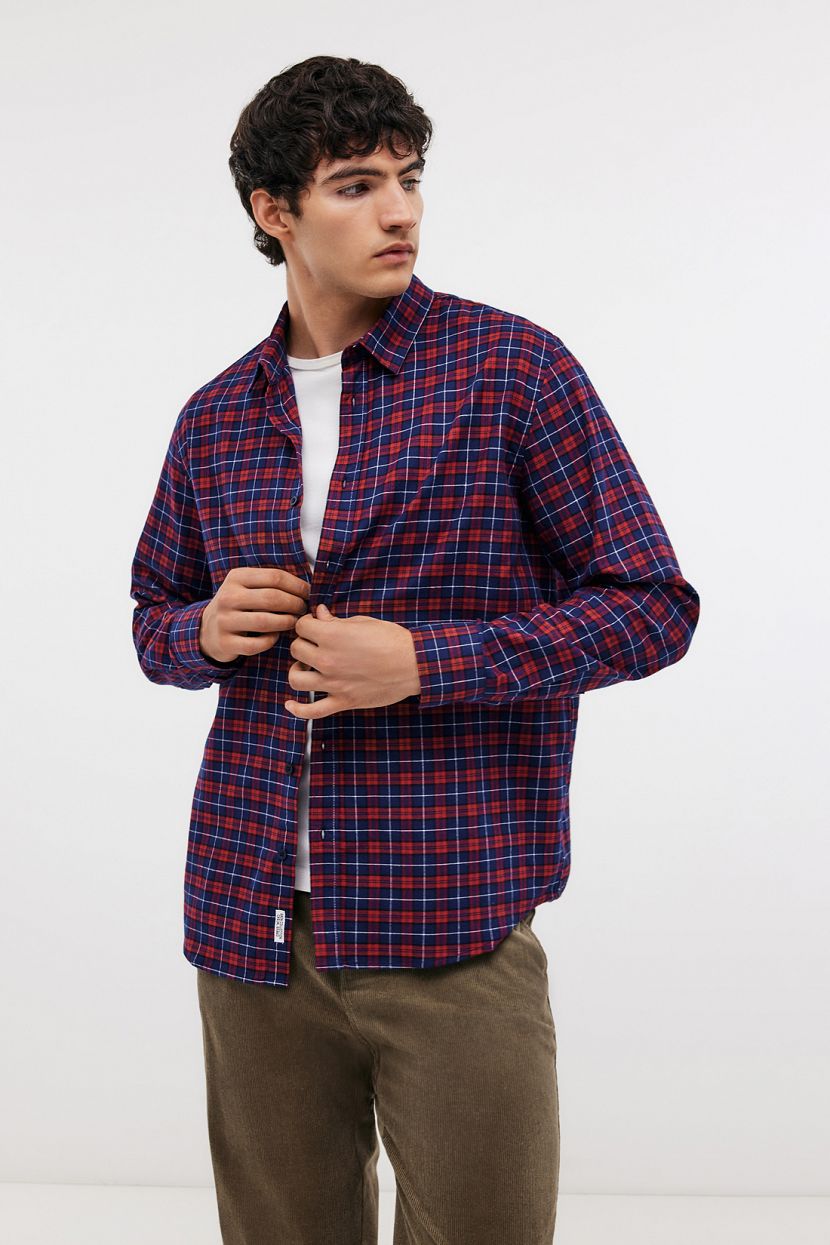 

Рубашка мужская Baon B6624514 синяя 3XL, Синий, B6624514