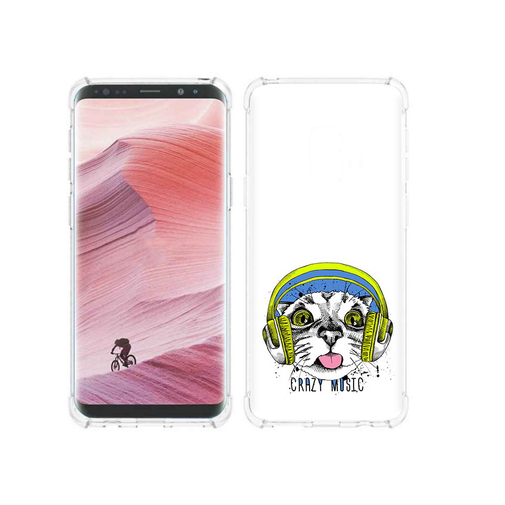 

Чехол MyPads Tocco для Samsung Galaxy S9 кошка в наушниках рисунок (PT101623.567.403), Прозрачный, Tocco