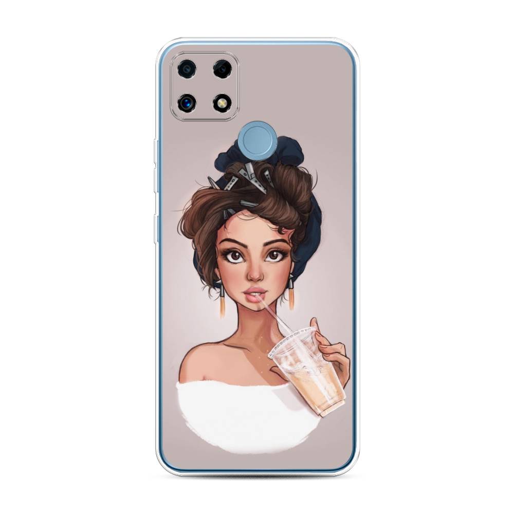 

Чехол на Oppo Realme C25 "Девушка с фраппе", Серый, 257450-6