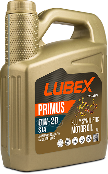 

Моторное масло LUBEX синтетическое Primus Sja 0w20 API SN RC ILSAC GF-5 GM dexos1 Gen 2 4л