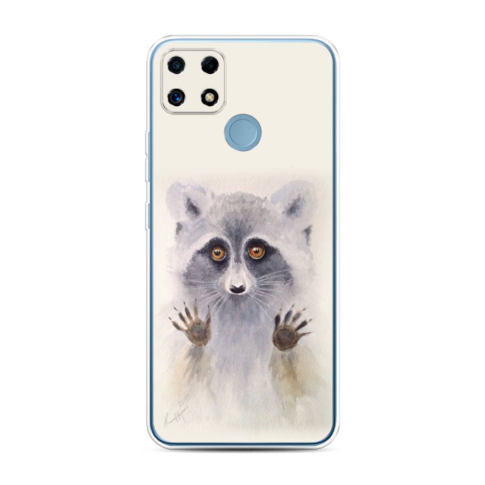 

Чехол на Oppo Realme C25 "Енот за стеклом", Бежевый;серый, 257450-4