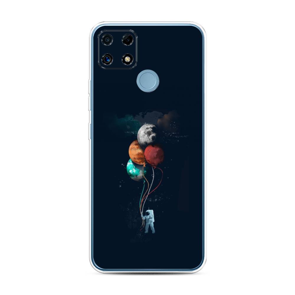 

Чехол на Oppo Realme C25 "Космонавт с шариками", Разноцветный, 257450-4
