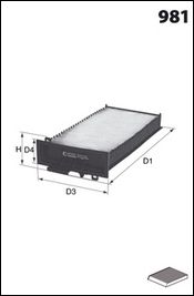 

Фильтр воздушный салона MECAFILTER EKR7235