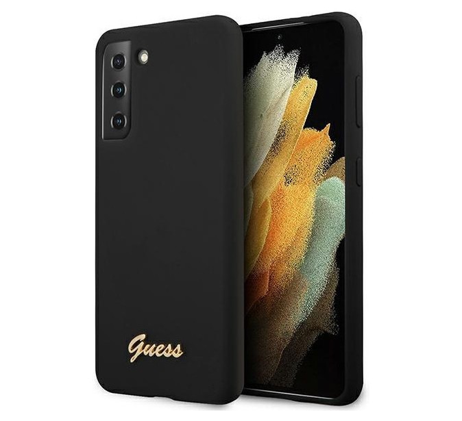 фото Чехол cg mobile guess liquid silicone gold metal logo galaxy s21 plus черный