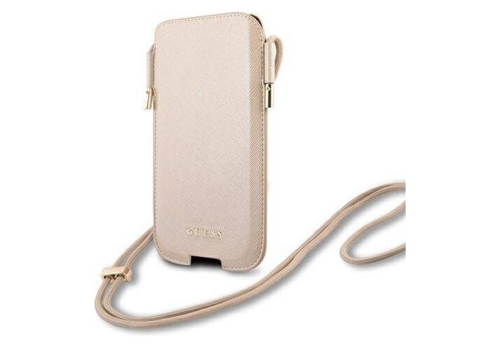 фото Чехол-сумка cg mobile guess pouch saffiano 4g iphone 12/12 pro золотой