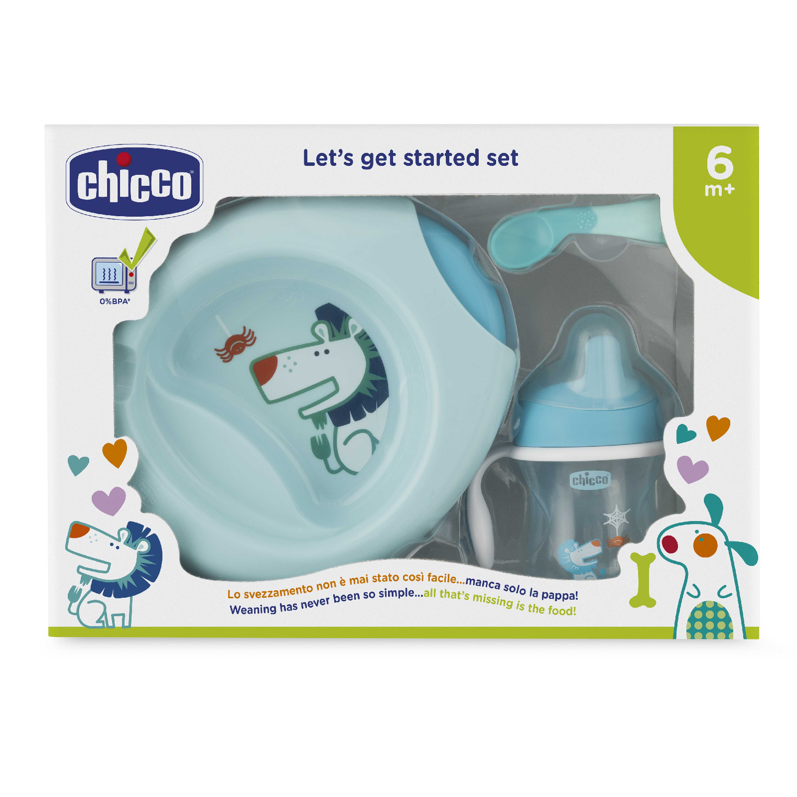 Набор детской посуды Chicco 3 предмета 6 мес+ Голубой 00016200200000 набор посуды из 3 х предметов ezpz mini feeding set нежно розовый