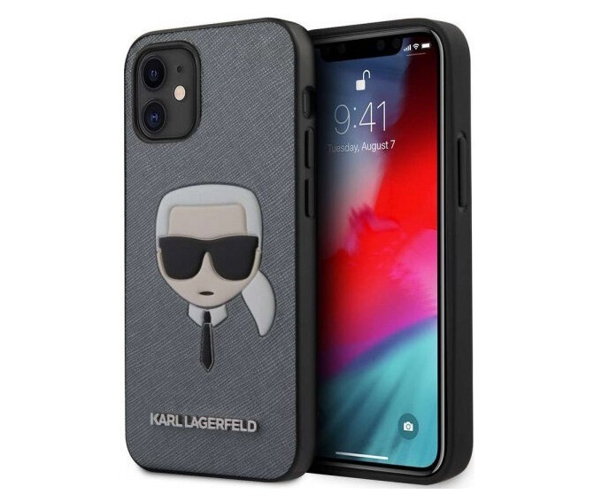 фото Чехол cg mobile karl lagerfeld saffiano iphone 12 mini серебристый