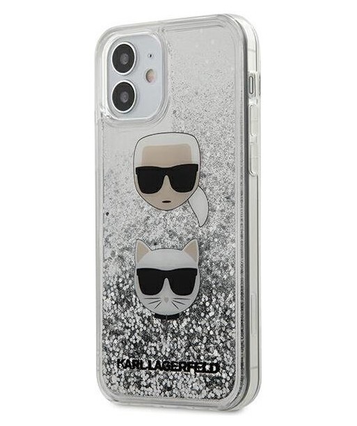 фото Чехол cg mobile karl lagerfeld liquid glitter karl and choupette iphone 12 mini silver