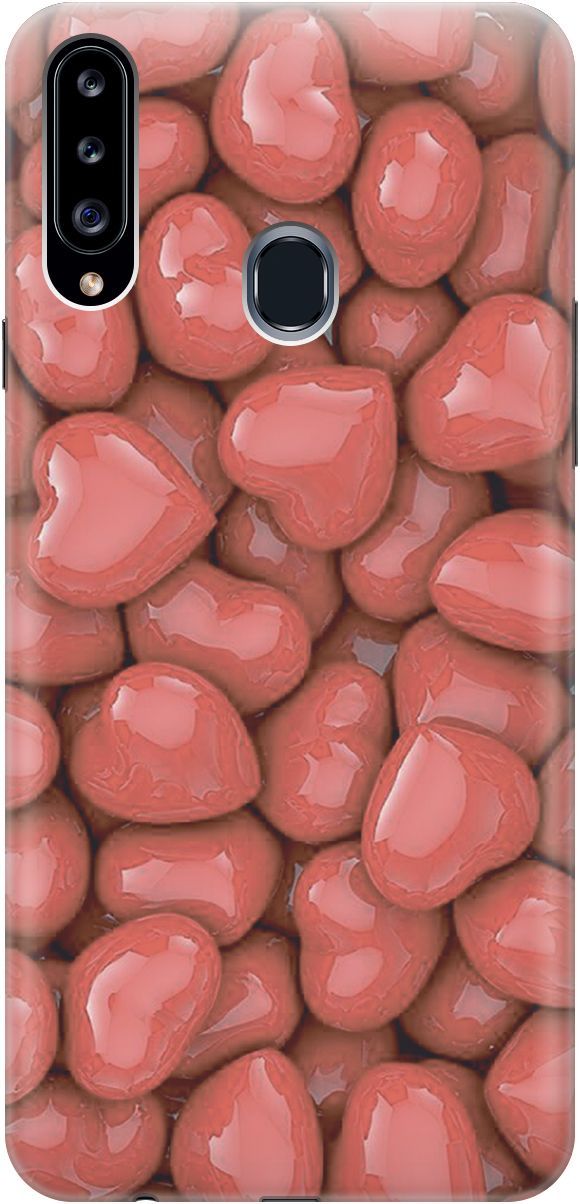 

Силиконовый чехол на Samsung Galaxy A20s "Красные сердечки", Красный, 4048