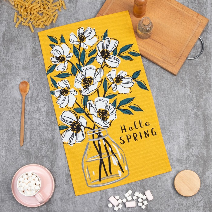 

Полотенце "Доляна" Hello spring 35х60 см, 100% хл, вафля 160 г/м2, Желтый