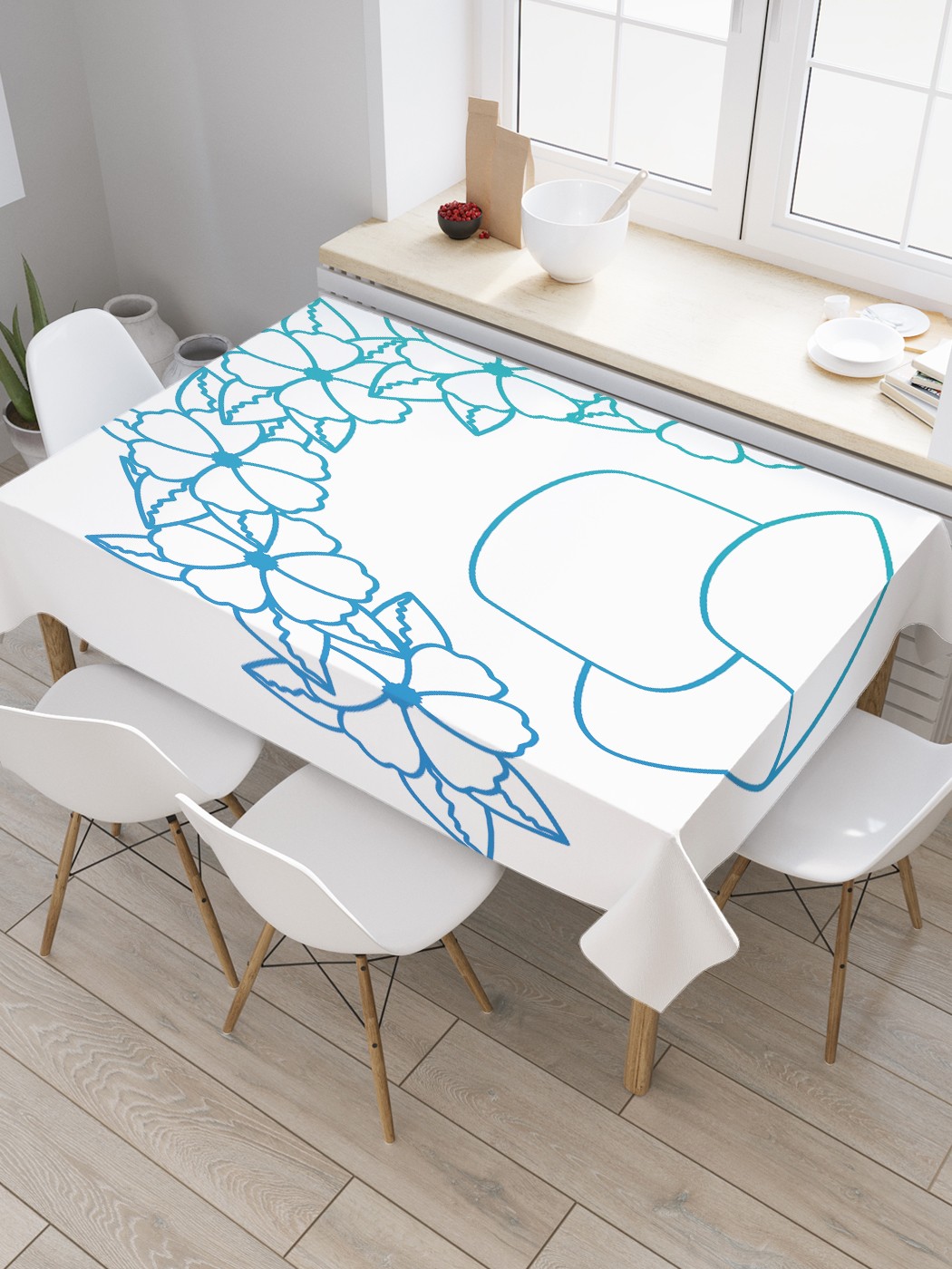 

Скатерть прямоугольная JoyArty "Цветы над шляпой" из сатена, 120x145 см, Белый, Цветы над шляпой