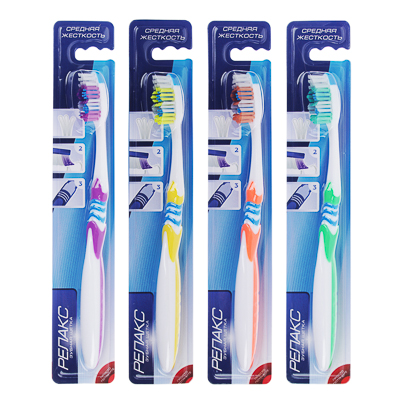

Зубная щетка Релакс, пластик, резина, средняя жесткость, индекс 5, степень 6<G<9, 982-004
