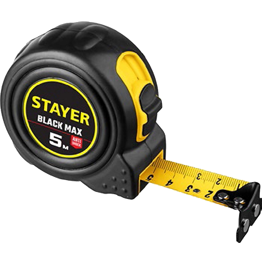 Рулетка с двумя фиксаторами STAYER BlackMax 5м х 25мм 3410-05-25