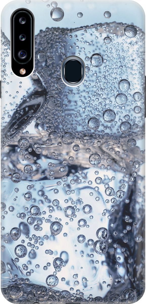 

Силиконовый чехол на Samsung Galaxy A20s с эффектом блеска "Лед и пузырьки", Белый;голубой, 3480