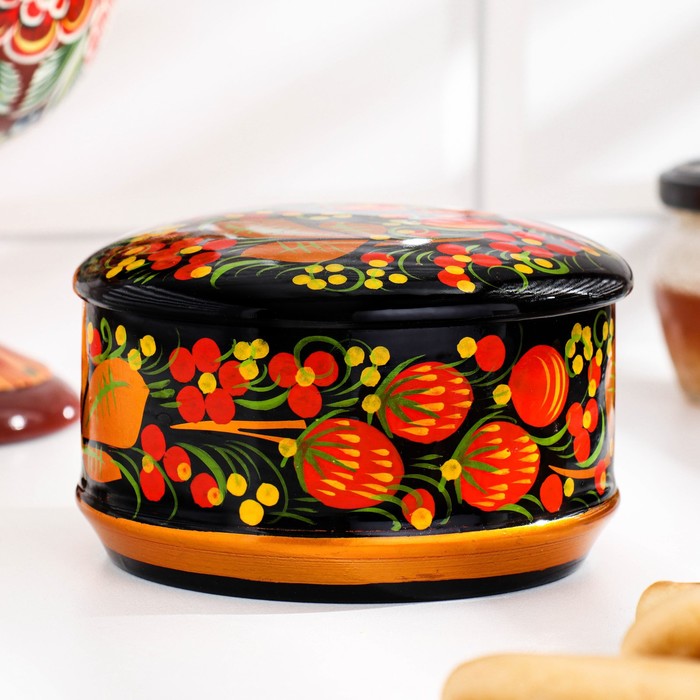 

Коробка «Ягодка», средняя,12×7 см, хохлома, Хохломские узоры