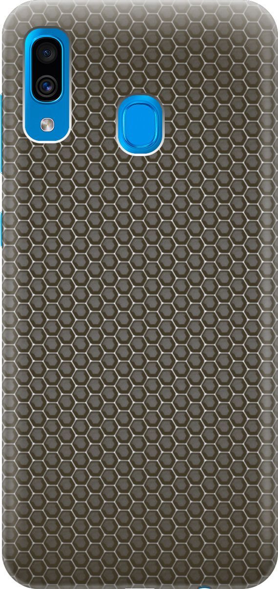 

Силиконовый чехол на Samsung Galaxy A20/A30 "Карбоновая сеть", Белый;серый, 3479