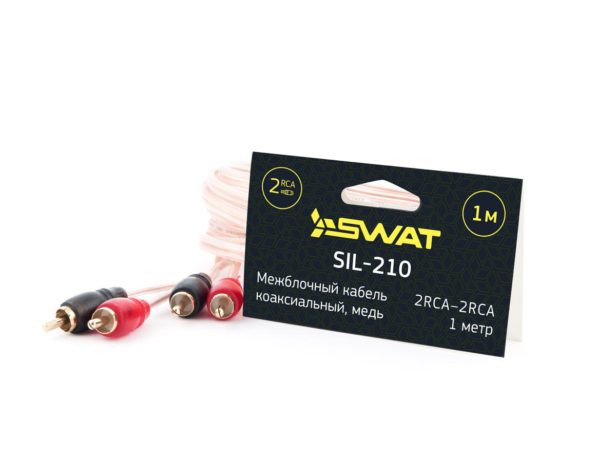 фото Межблочный коаксиальный кабель 2rca-2rca, 1 метр, медь swat sil-210