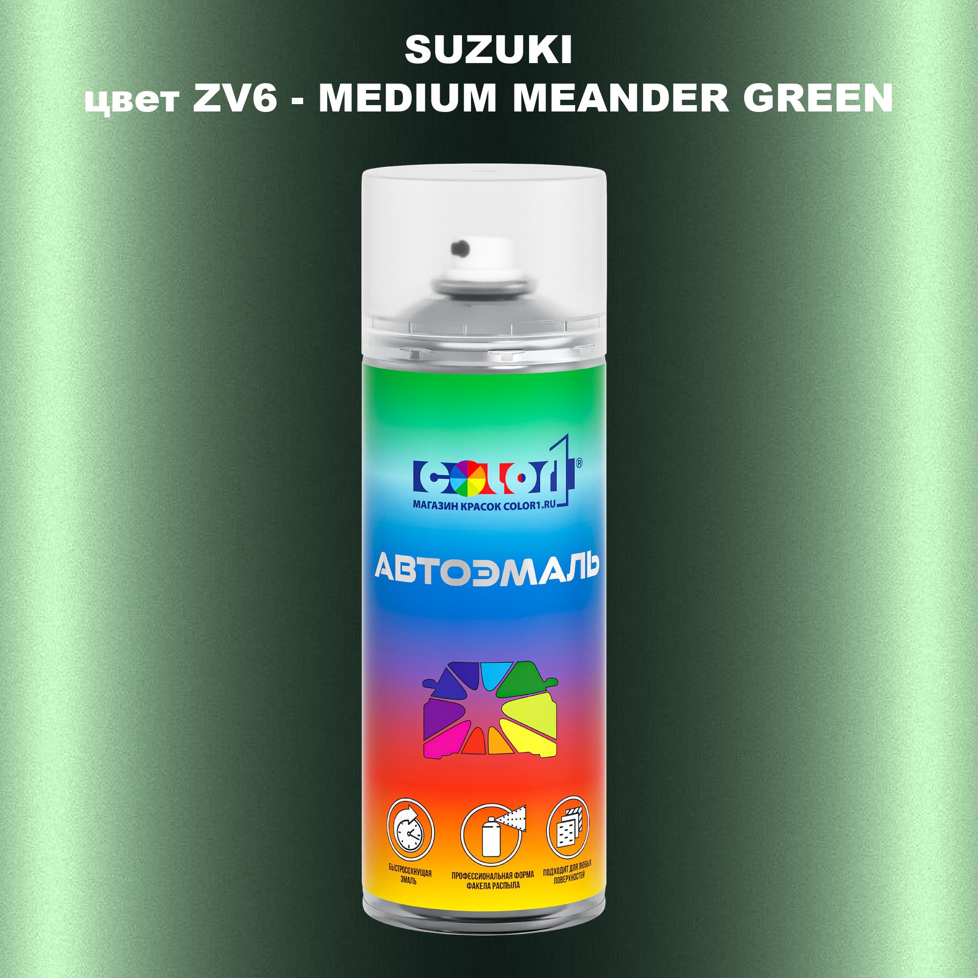 

Аэрозольная краска COLOR1 для SUZUKI, цвет ZV6 - MEDIUM MEANDER GREEN, Прозрачный