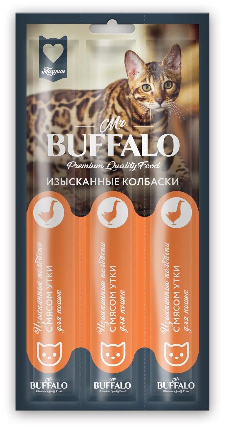 Лакомство для кошек Mr.Buffalo Колбаски с мясом утки, 3 шт по 15 г