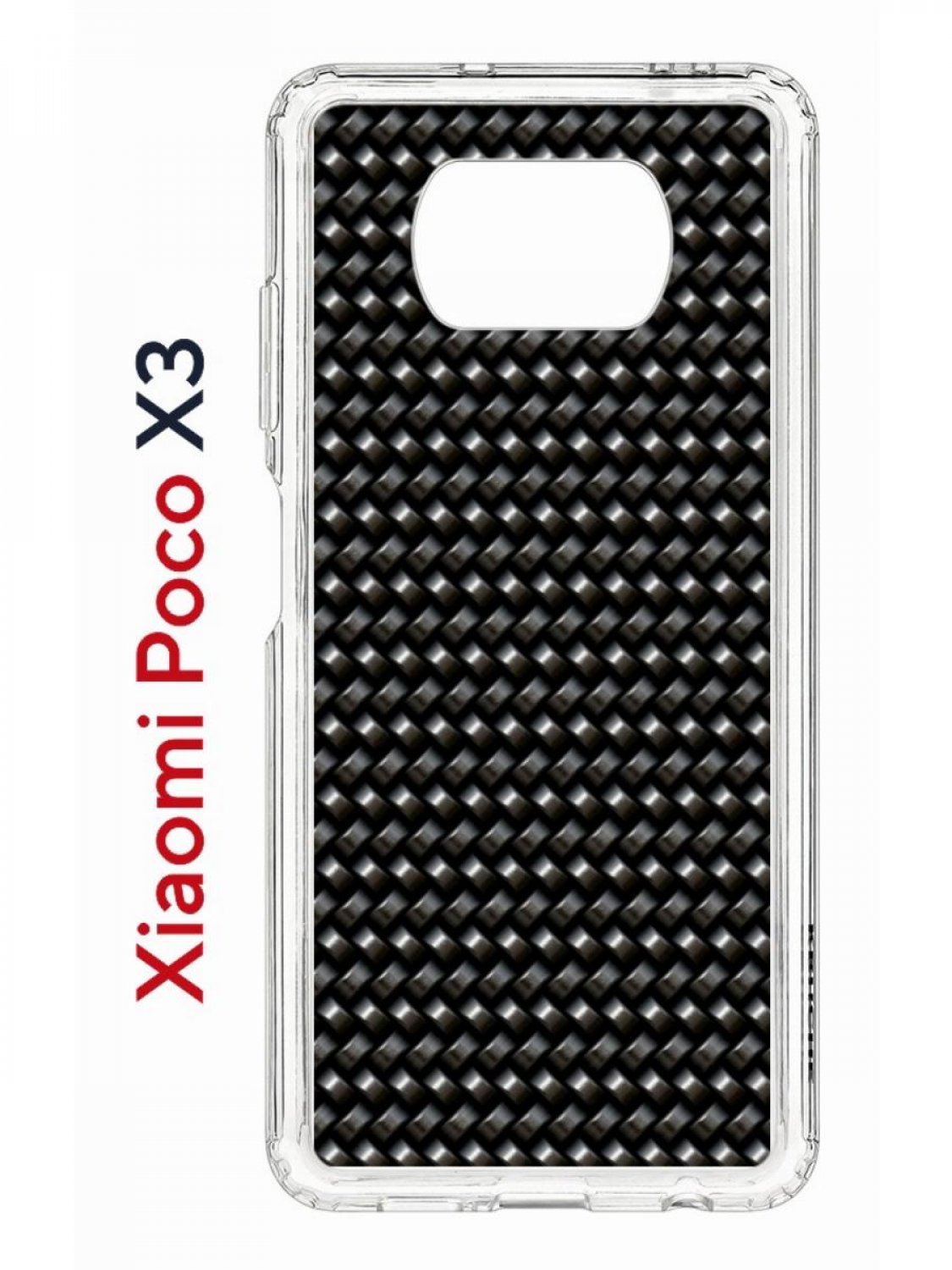 фото Чехол на xiaomi poco x3/x3 pro kruche print карбон,противоударный бампер с принтом кruче