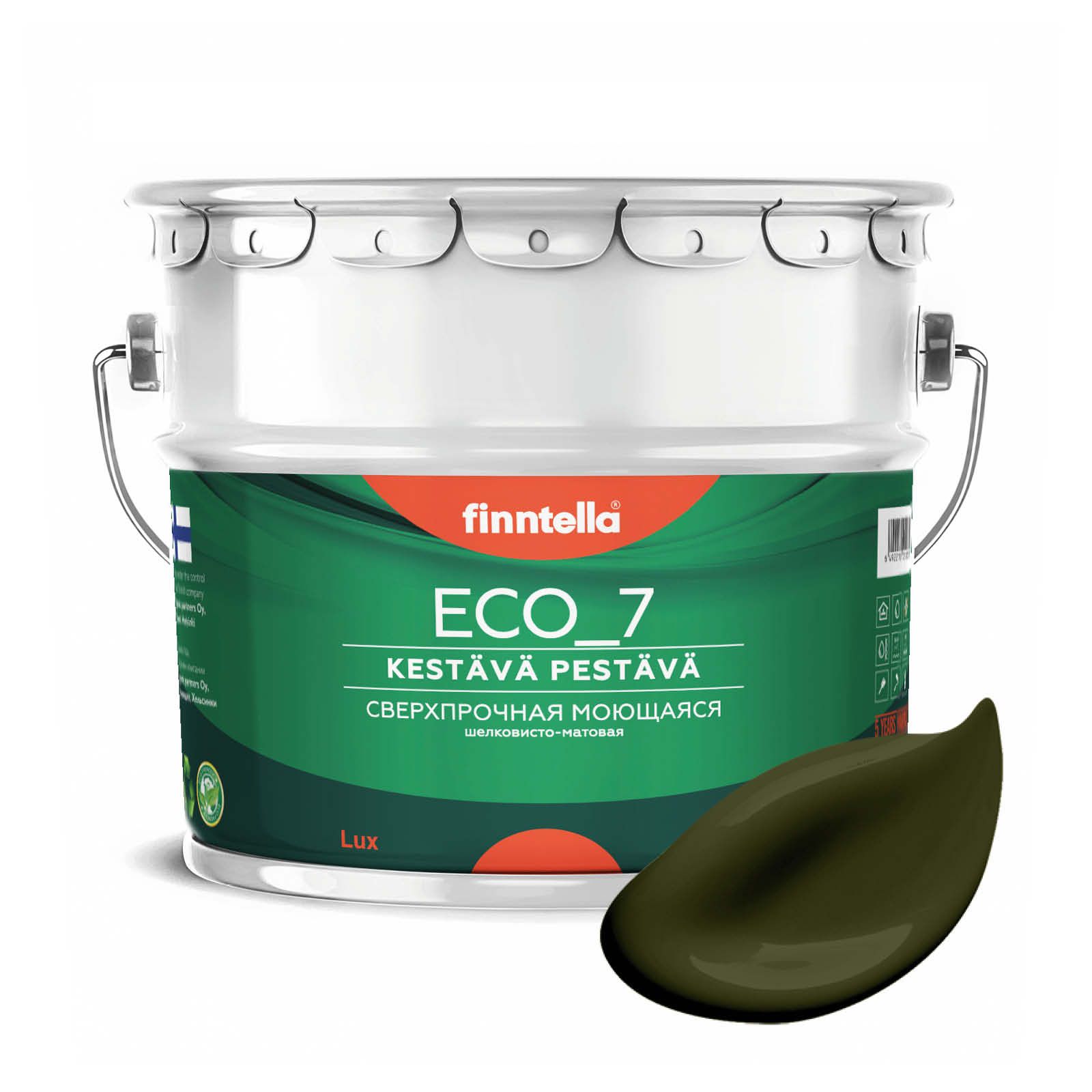 

Высокостойкая интерьерная краска FINNTELLA ECO_7 с оптическим эффеком EggShell. Усилена по, Зеленый, интерьерная ECO_7 EggShell с защитой от пятен и царапин