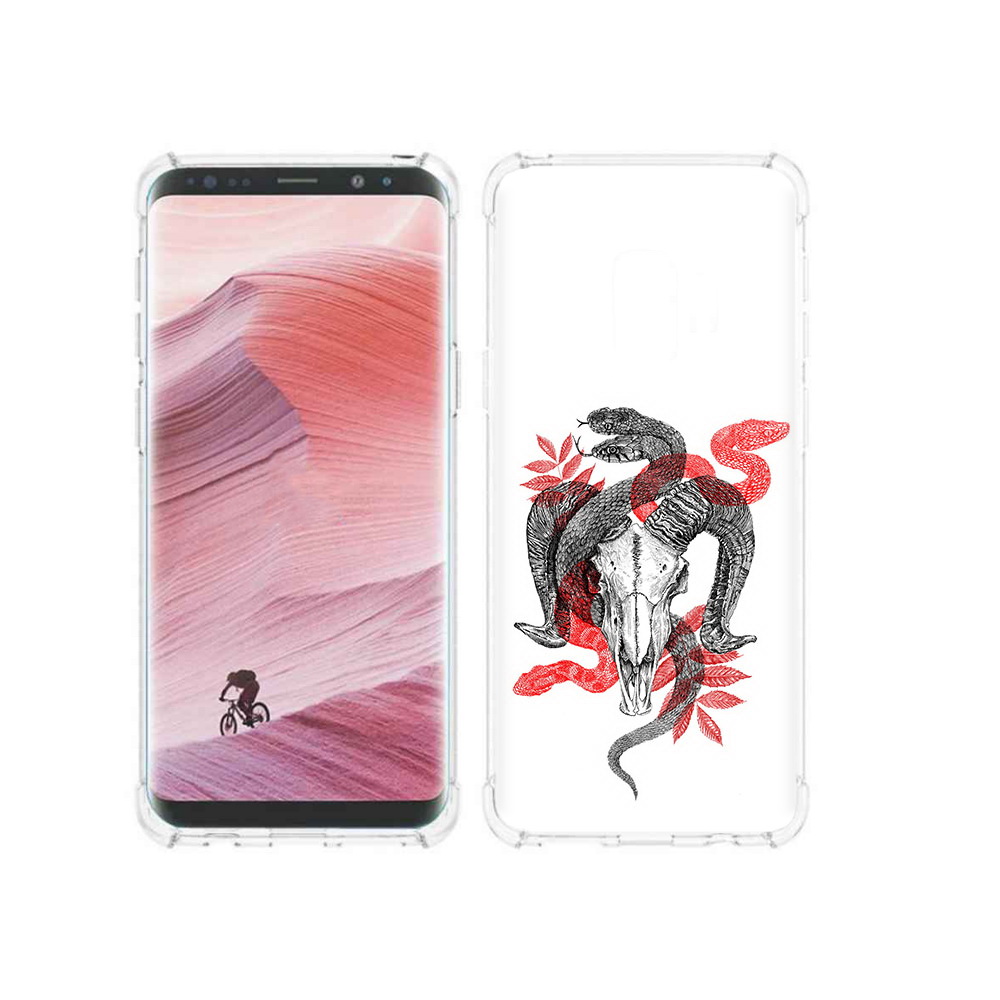 

Чехол MyPads Tocco для Samsung Galaxy S9 змея в черепе рисунок (PT101623.567.365), Прозрачный, Tocco