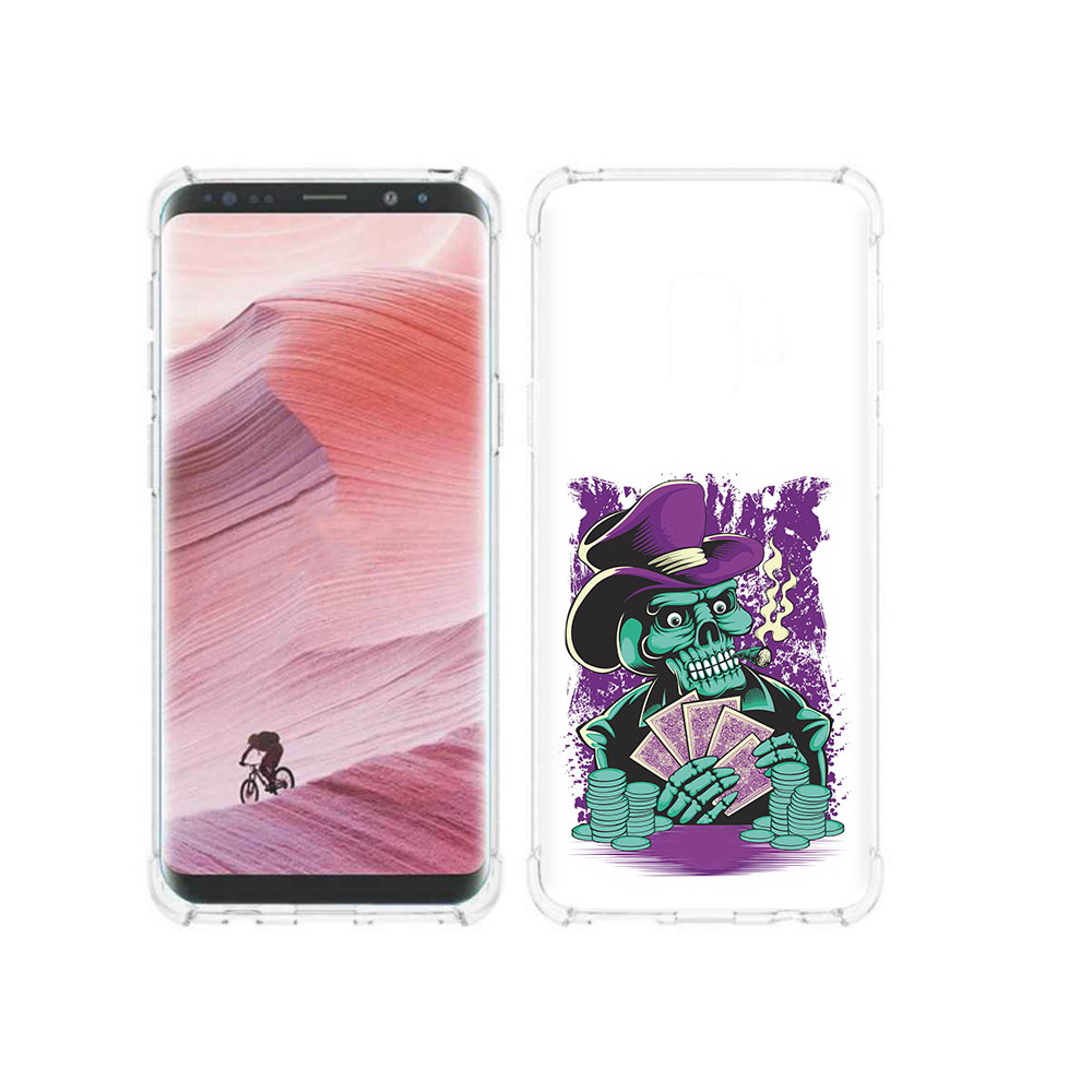 

Чехол MyPads Tocco для Samsung Galaxy S9 зеленый череп с картами (PT101623.567.361), Прозрачный, Tocco