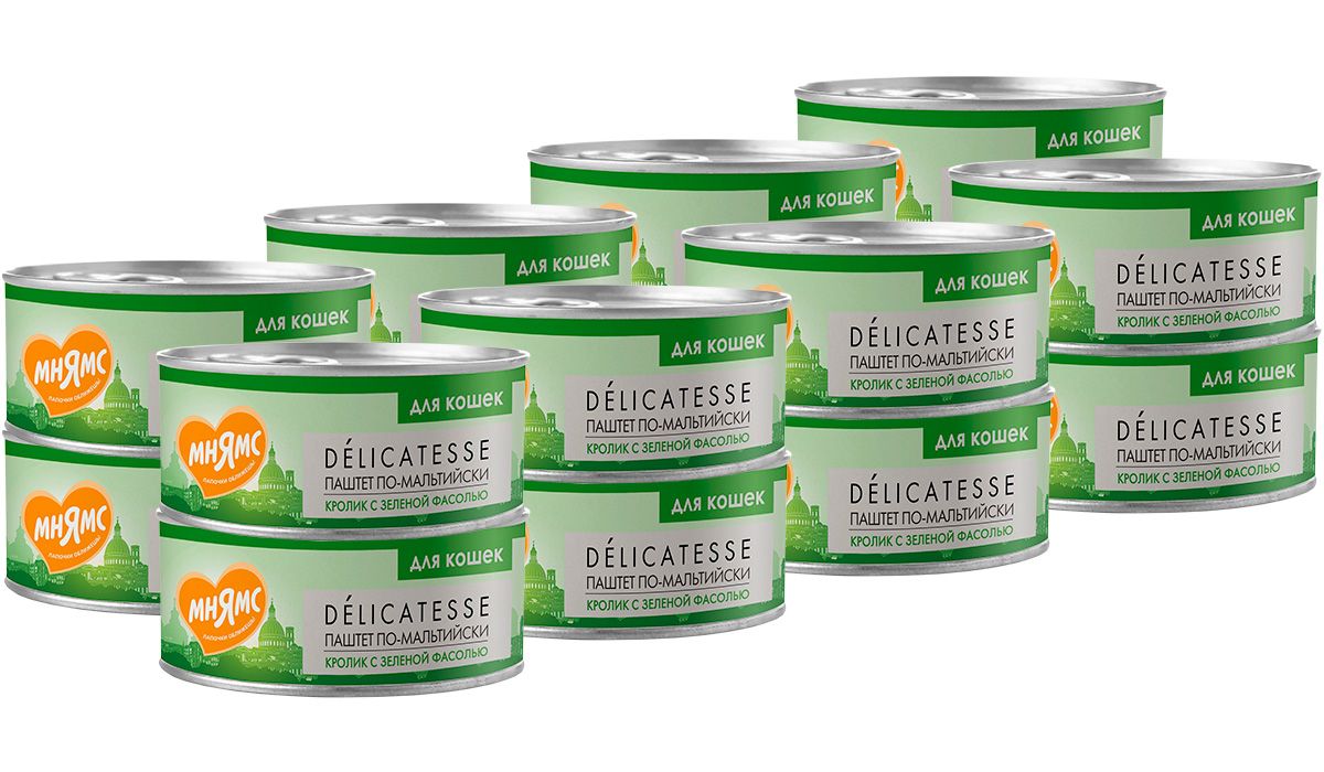 

Влажный корм для кошек Мнямс Delicatesse Паштет по-мальтийски, 16шт по 100г