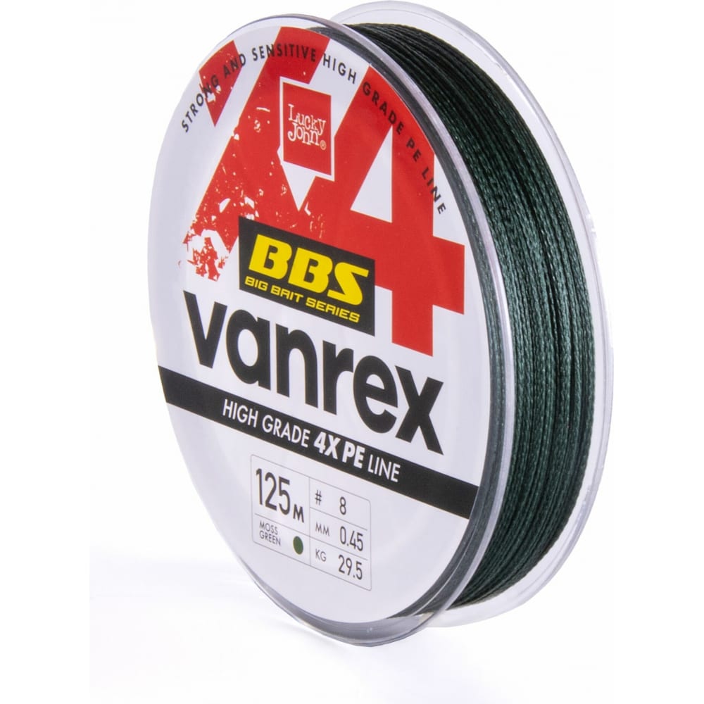 

Плетеная леска Lucky John Vanrex BBS х4 BRAID Moss Green