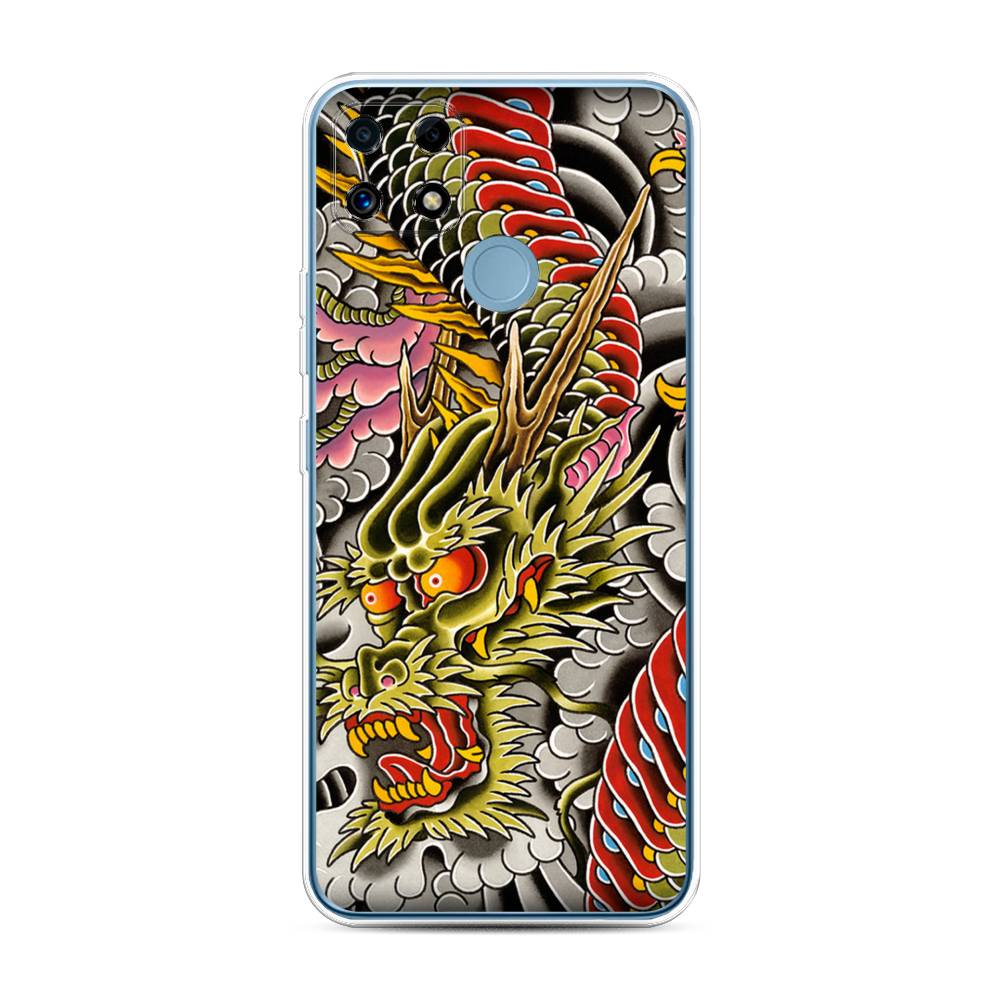 

Чехол на Oppo Realme C25 "Японский дракон", Желтый;розовый;красный, 257450-4