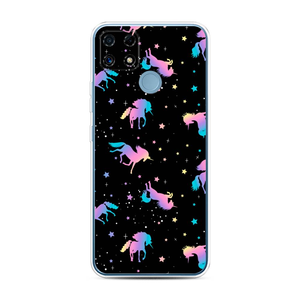 

Чехол на Oppo Realme C25 "Единороги градиент", Черный;розовый;голубой, 257450-1