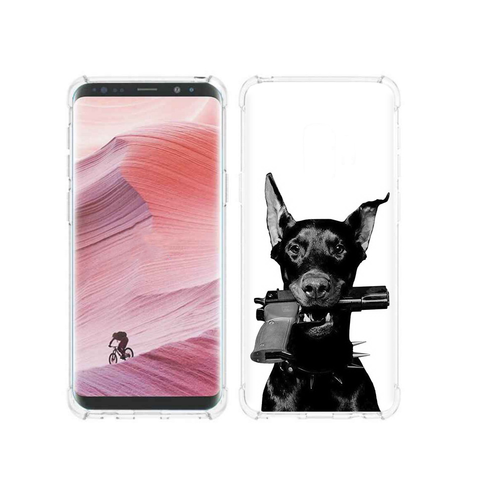 

Чехол MyPads Tocco для Samsung Galaxy S9 доберман с пистолетом (PT101623.567.331), Прозрачный, Tocco