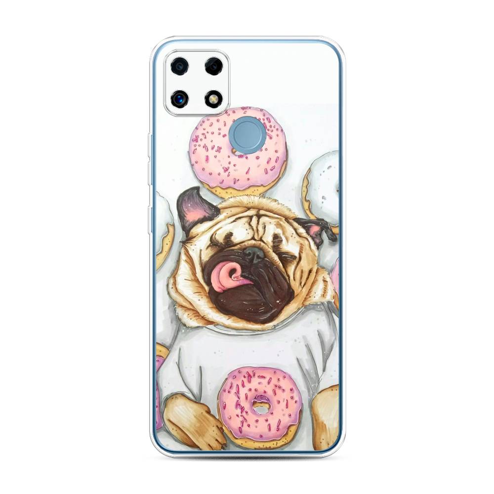 

Чехол на Oppo Realme C25 "Счастливый мопс", Розовый;бежевый;коричневый, 257450-1