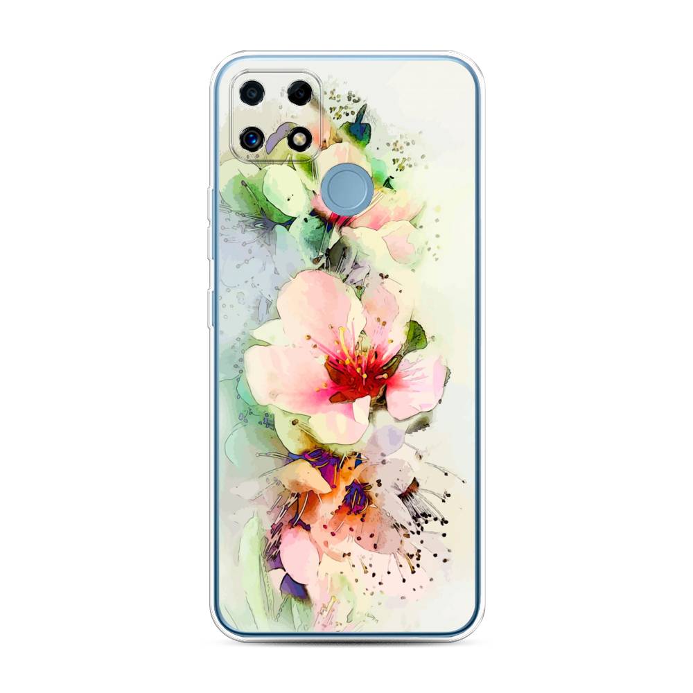 

Чехол на Oppo Realme C25 "Нежные цветы", Зеленый;розовый, 257450-2