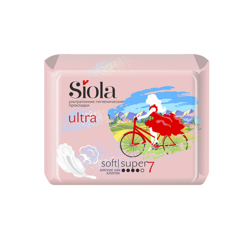 Гигиенические прокладки Siola, Ultra Soft Super 5 капель, 7 шт прокладки гигиенические aura premium super 8 шт