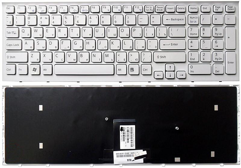 Клавиатура OEM для ноутбука Sony Vaio VPC-EB белая с белой рамкой