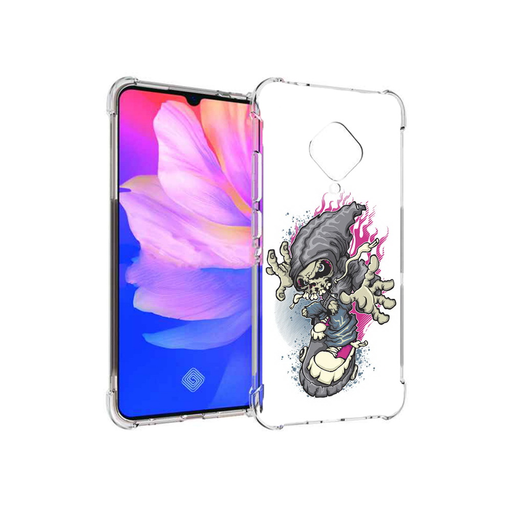 фото Чехол mypads tocco для vivo v17 нарисованный скелет на скейт борде (pt147343.378.512)