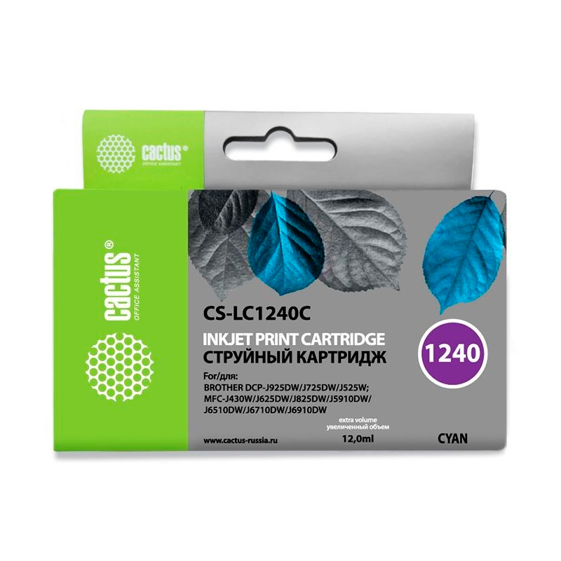 

Картридж для струйного принтера CACTUS (CS-LC1240C) голубой, совместимый