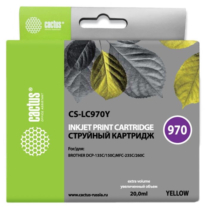 

Картридж для струйного принтера CACTUS (CS-LC970Y) желтый, совместимый