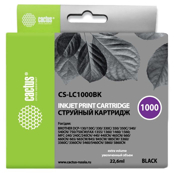 

Картридж для струйного принтера CACTUS (CS-LC1000BK) черный, совместимый