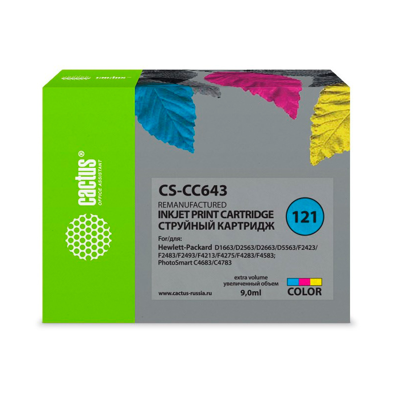 

Картридж для струйного принтера CACTUS CS-CC643 (CS-CC643) многоцветный, совместимый, CS-CC643