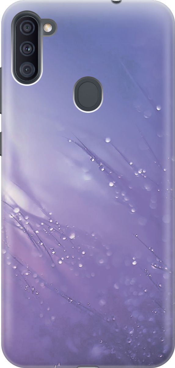 

Силиконовый чехол на Samsung Galaxy A11/M11 "Капли на синей траве", Белый;синий, 3477