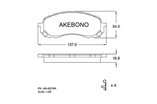 

Тормозные колодки Akebono дисковые AN691WK