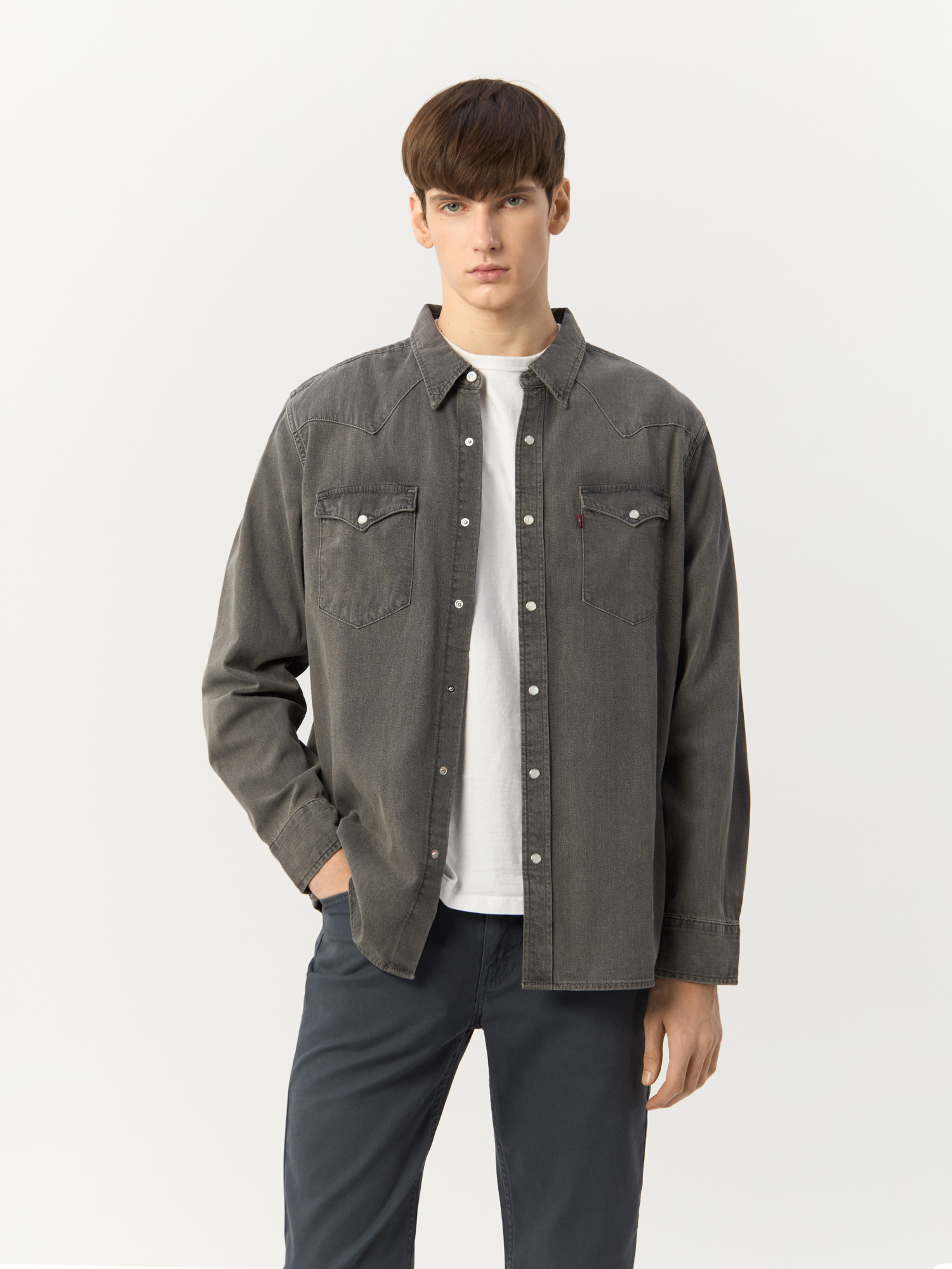 

Рубашка Levi's для мужчин, джинсовая, серая, размер L, 85745-0148, Серый, 85745-0148