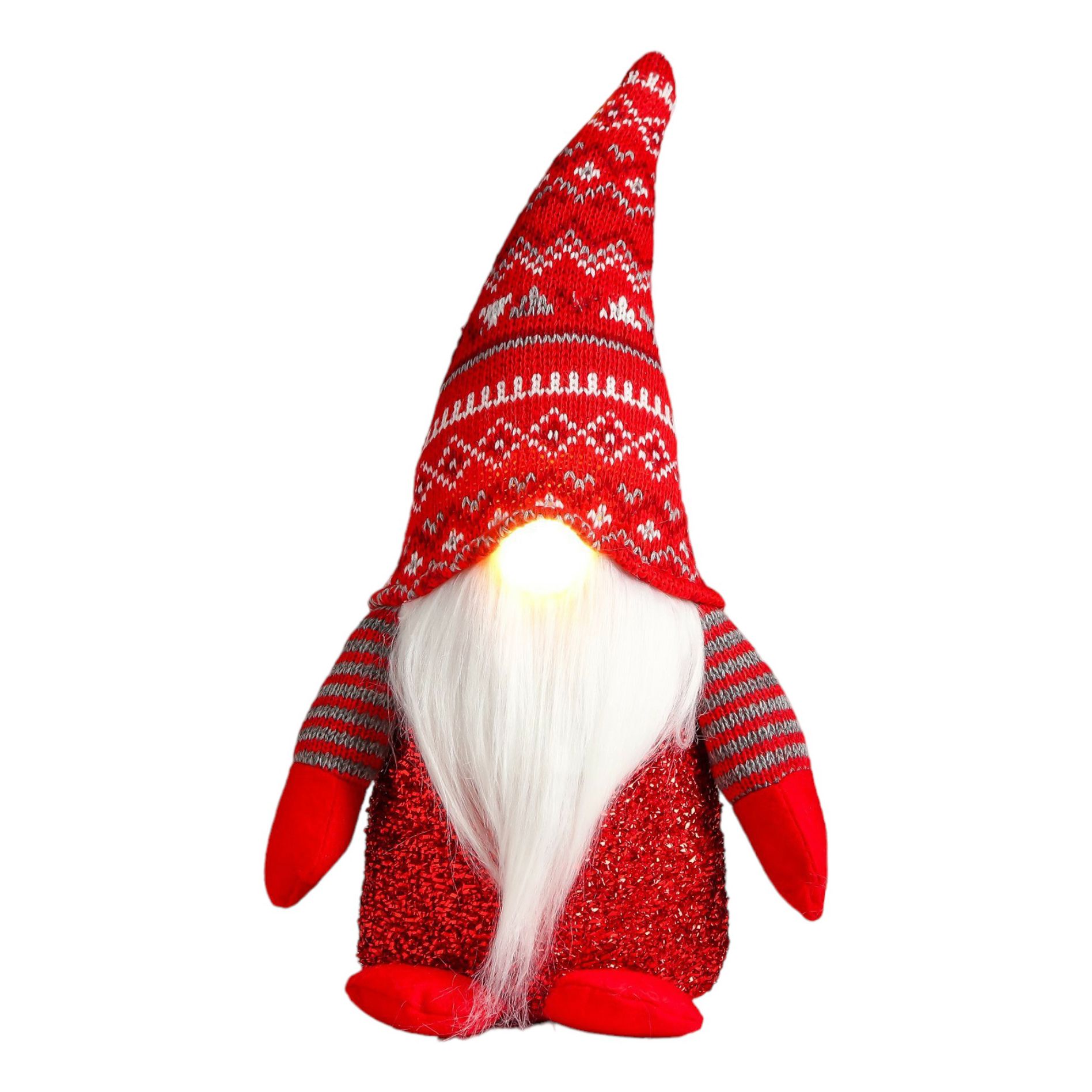 Фигурка новогодняя Зимнее волшебство Дед Мороз светящийся нос в красном колпаке 33 см