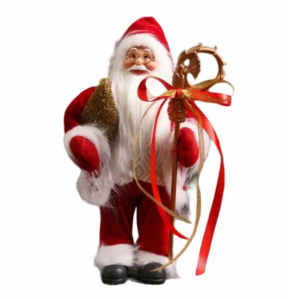 Фигурка новогодняя Зимнее волшебство Дед Мороз в кафтане бело-красная 30 см