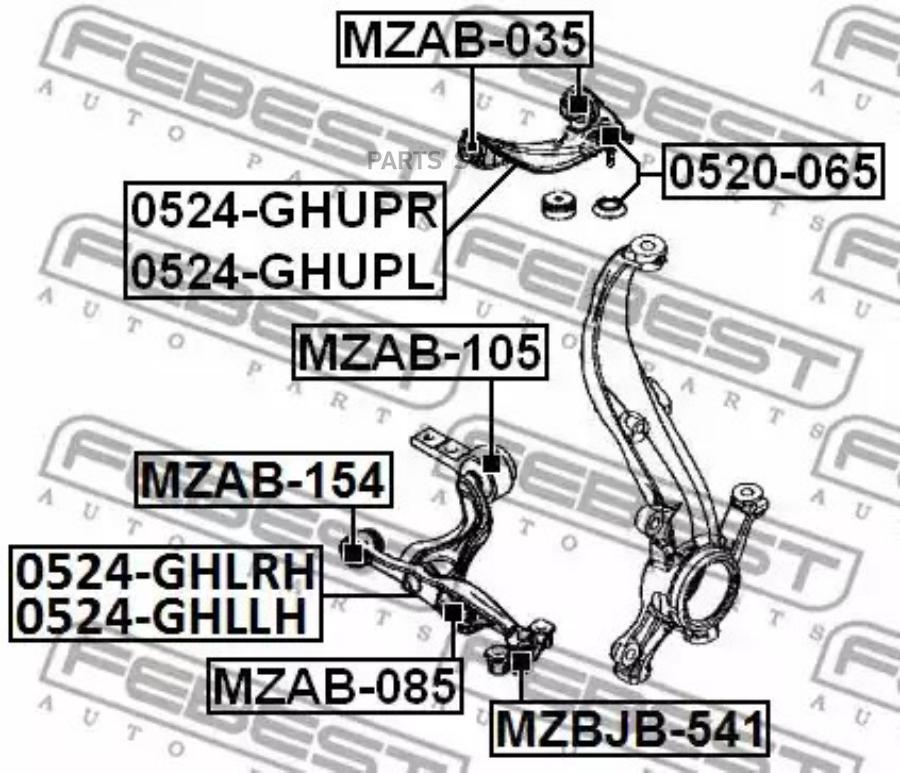 FEBEST Рычаг пер. ниж. лев. MAZDA 6 GH 2008-2013 FEBEST 0524-GHLLH