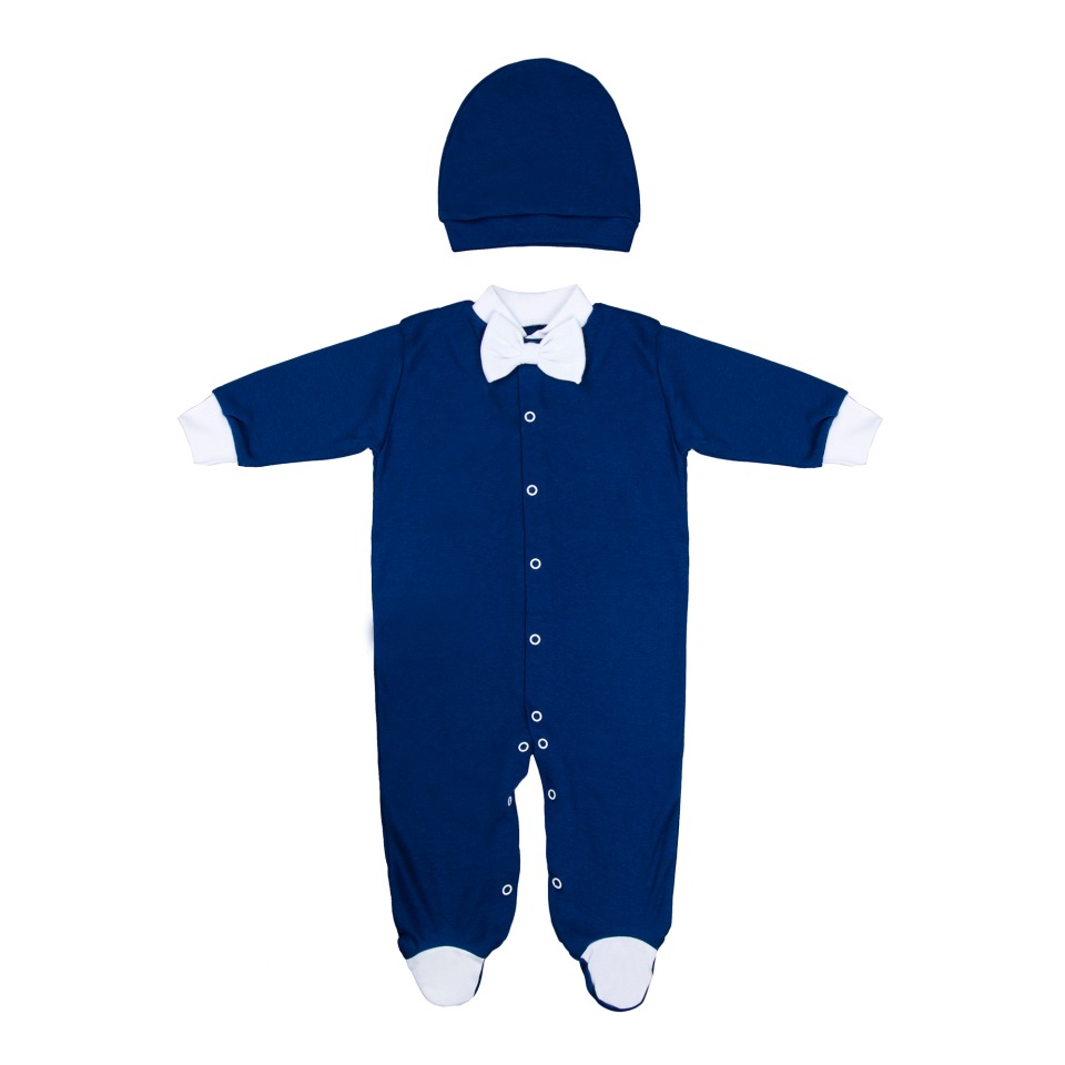 фото Комбинезон (слип) детский с шапочкой amarobaby gentleman синий, размер 80